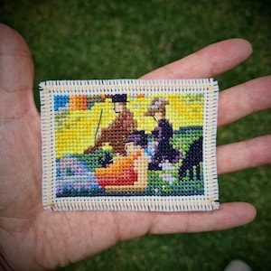 Tiny cross stitch pattern &quot;A Sunday Afternoon Part 3 by Georges Seurat&quot;. (P287/3) Miniature art cross stitch.