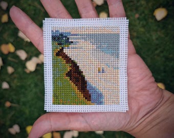 Petit motif de point de croix artistique « La Falaise de La Grève Blanche par Felix Vallotton ». Mini point de croix artistique, chef-d'oeuvre miniature, patron PDF