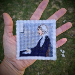 Tiny cross stitch pattern &quot;Whistler&#39;s Mother by James McNeill  Whistler&quot;. (P269) Miniature art cross stitch.