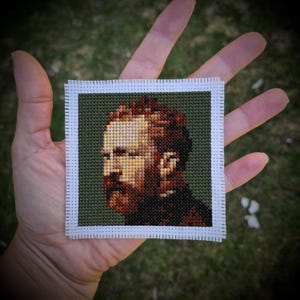 Mini Art Cross Stitch Pattern - Van Gogh&#39;s Portrait by John Russel, Modern Embroidery DIY Craft, Instant PDF Download, Mini Masterpiece