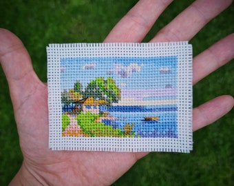 Mini masterpiece cross stitch pattern "Istanbul by Hoca Ali Riza". (P310) Tiny art cross stitch, small cross stitch