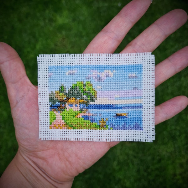 Mini masterpiece cross stitch pattern "Istanbul by Hoca Ali Riza". (P310) Tiny art cross stitch, small cross stitch