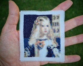 Tiny "Infanta Margarita by Diego Velazquez" (P274) Mini Masterpiece Cross Stitch Pattern, Tiny Art Cross Stitch Pattern, Modern Cross Stitch