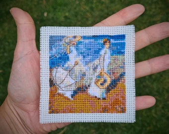 Mini masterpiece cross stitch pattern "Promenade by Joaquin Sorolla". (P302) Miniature art cross stitch.