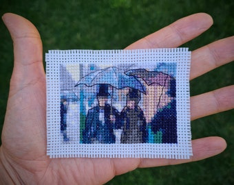 Mini masterpiece cross stitch pattern "Paris Street, Rainy Day by Gustave  Caillebotte". (P309) Tiny art cross stitch, small cross stitch