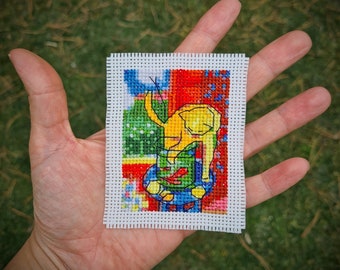 Mini masterpiece cross stitch pattern "Cat with Red Fish by Henri Matisse". (P305) Miniature art cross stitch.