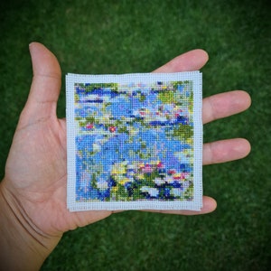 Mini Masterpiece " Waterlilies by Claude Monet". (P228) Miniature art cross stitch. Cross Stitch Pattern