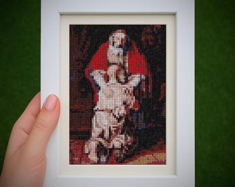 Modèle de point de croix d'art au format carte postale PDF - Le retour du fils prodigue par Rembrandt - Art mural DIY - Téléchargement numérique instantané