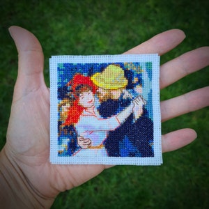 Modernes Kreuzstichmuster "Die kleine Auguste Renoir - Tanz auf Bougival "" (P246) Miniatur Kunst Kreuzstich. Mini-Meisterwerk Kreuzstich Bild 2