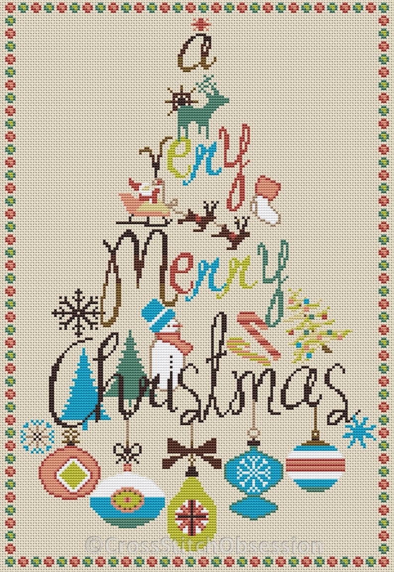 Christmas Cross Stitch Pattern merry Christmas. A - Etsy