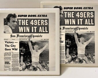 San Francisco 49ers Super Bowl Champion Set of 2 Ceramic Tile Coasters