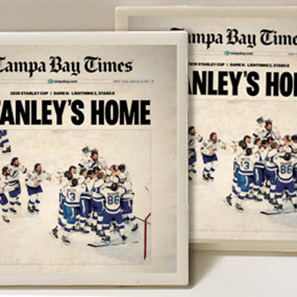 Tampa Bay Lightning 2020 Stanley Cup  Set of 2 Ceramic Tile Coasters