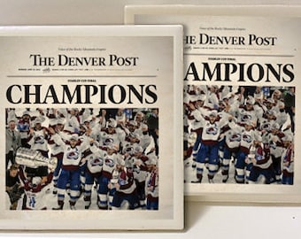Colorado Avalanche Stanley Cup Champion Set of 2 Ceramic Tile Coasters