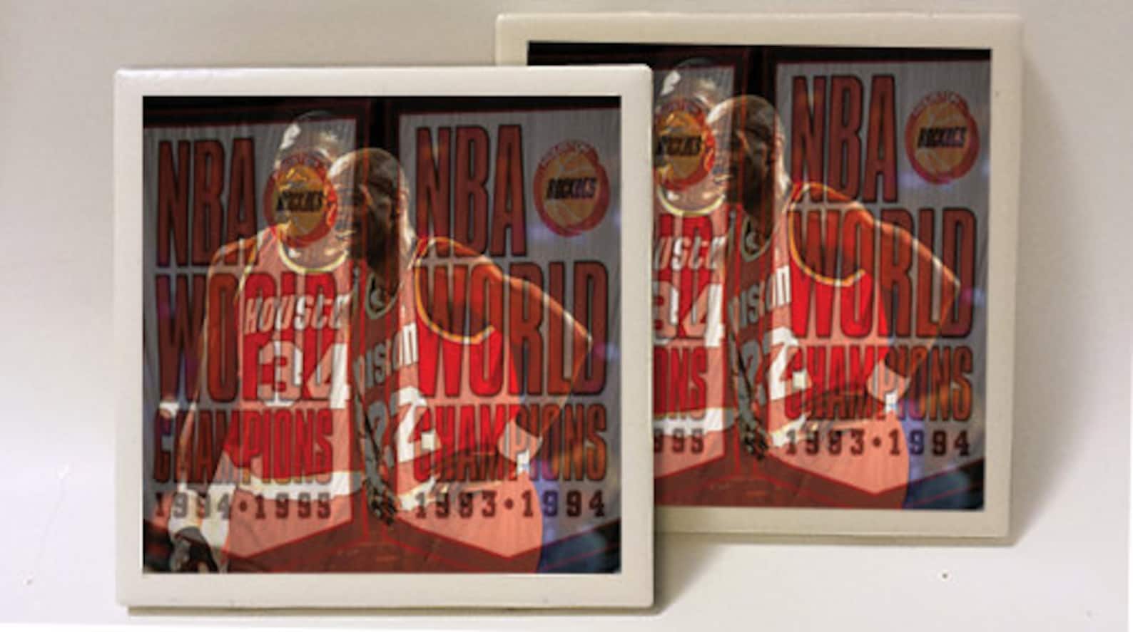 Houston Rockets Olajuwon Drexler NBA Championship Banners Toyota Center ...