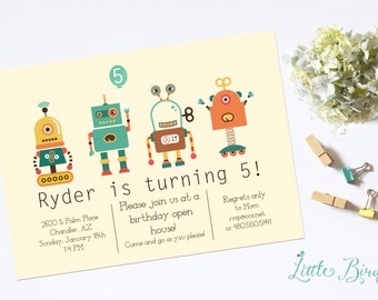 Robot Birthday Invitation