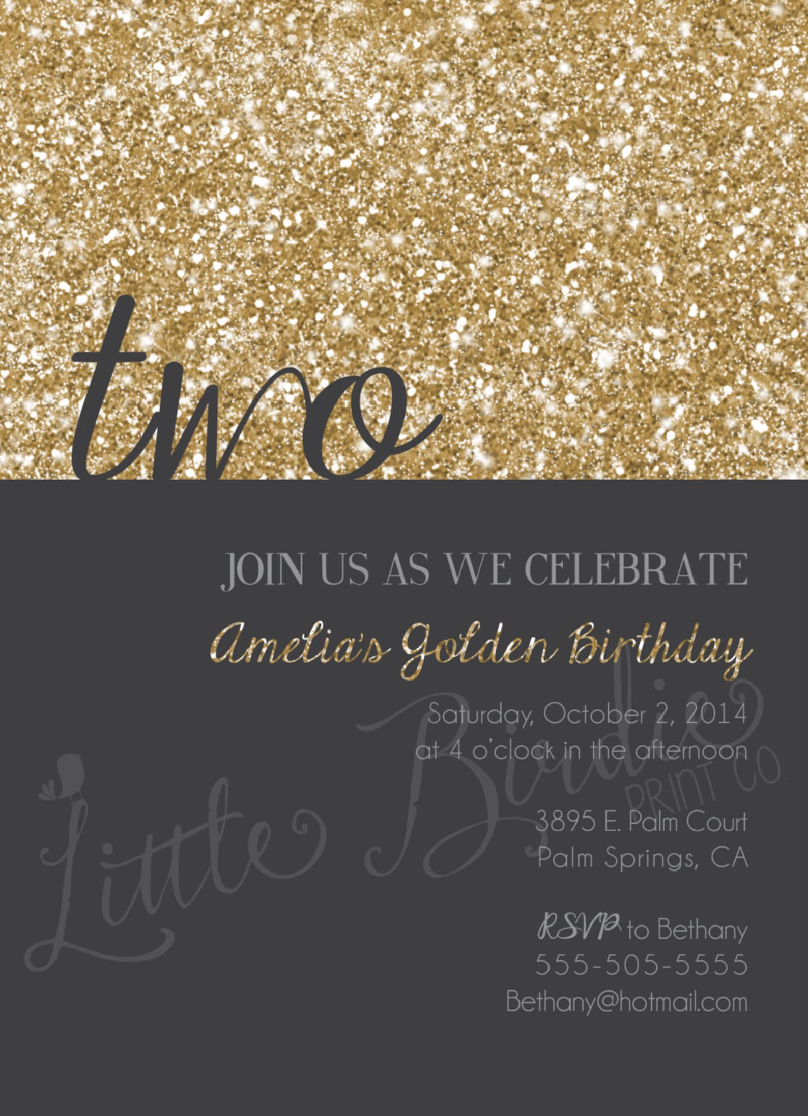 Golden Birthday Invitation Etsy