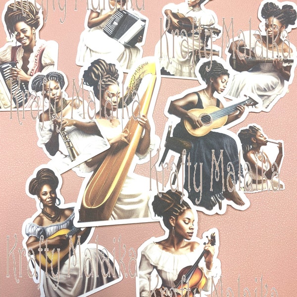 Stickers - Glassine bags or Book pages on the Music Victorian ladies theme