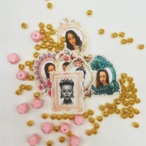 Pegatinas - shabby Black girlz en marcos (8 pegatinas)