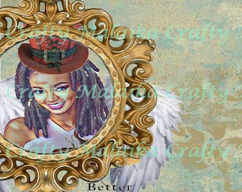 Digital kit - Fantasy black girls for  junk journal (9&quot;x6&quot;)