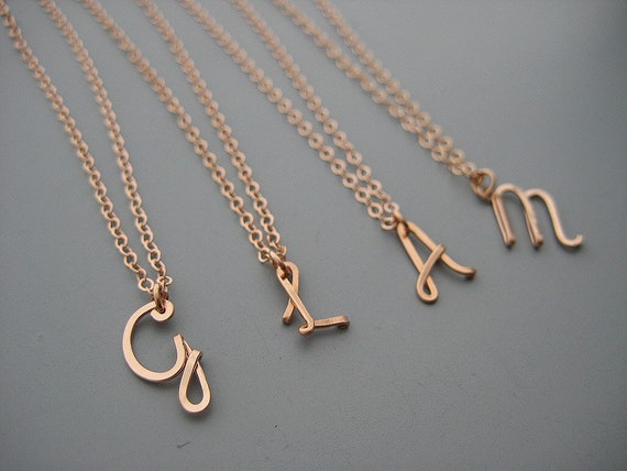 NEW Personalized initial necklace Cursive initial necklace Upper case letter necklace Rose gold necklace Persoanlized gift