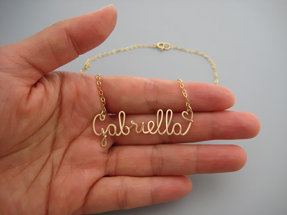 Gold Filled Name Necklace With a Tiny 