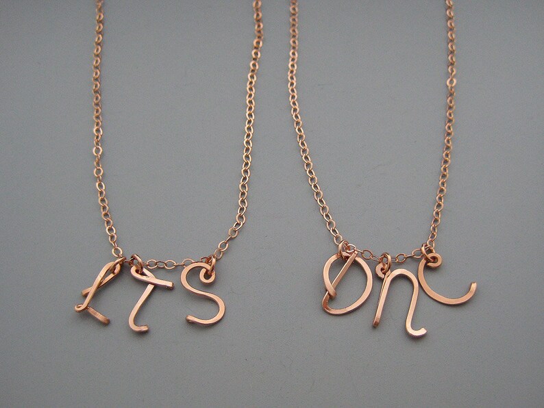 Gold Initial Letter Necklace Handmade Uppercase Silver Rose Gold Rose Gold Initial Necklace