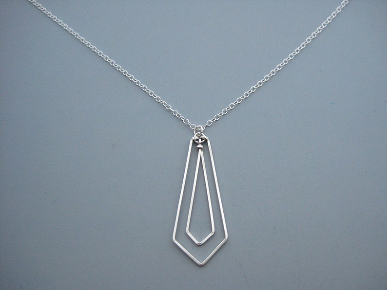 Silver Geometric Necklace Modern Minimal Chevron Necklace - Etsy