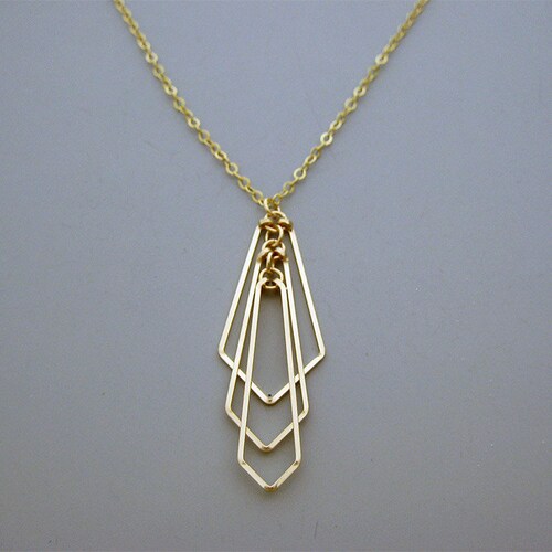 Gold Art Deco Necklace Minimalist Geometric Necklace With - Etsy