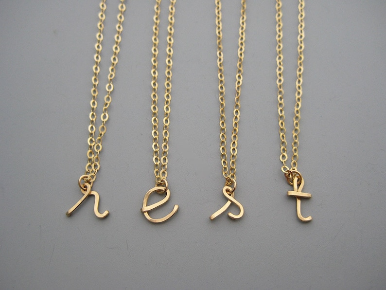 Gold Cursive Initial Necklace 14k gold filled personalized Etsy
