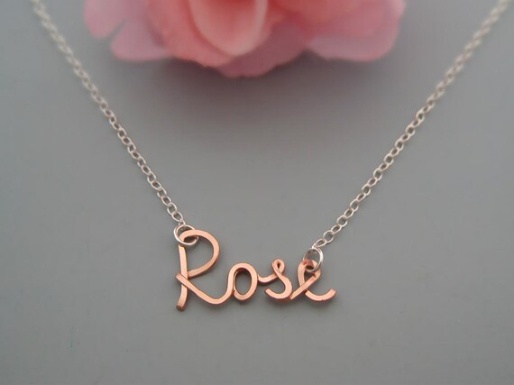 Rose Gold Name Necklace With Silver 