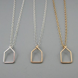 House Necklace - geometric home symbol in silver and gold, housewarming gift for wife or mom, real estate jewelry