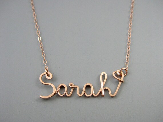 Rose Gold Name Necklace With a Tiny 