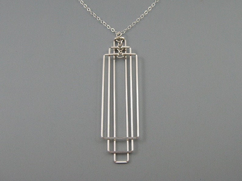 Silver Statement Necklace, Art Deco Necklace, bridal geometric j Silver Statement Necklace, Art Deco Necklace, bridal geometric j