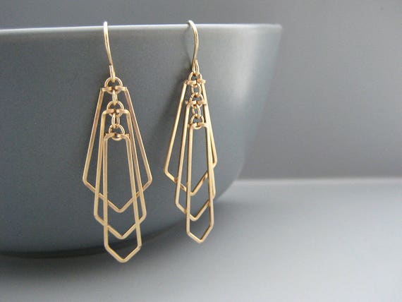 art deco fan earrings