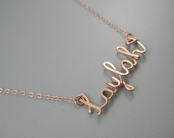 Rose Gold Name Necklace With a Tiny 