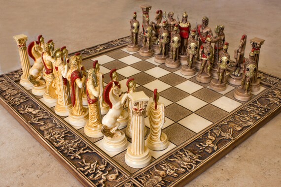 Set di scacchi greco e romano era-Gioco degli SCACCHI CON SCATOLA REGALO