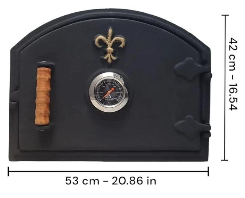 Cast Iron Pizza Oven Door – 490x280mm – BBQrolling, Wood-Fired Oven Door, Black Finish