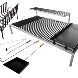 Barbecue Grill + Fire Pit + BBQ Tool Set FREE + Griddle | 5/16-inch Iron with Two Levels | Made with Argentine iron
