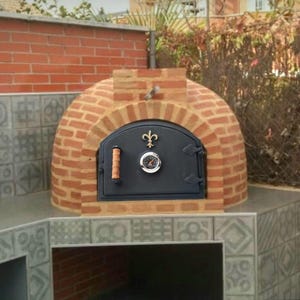 Cast-Iron Pizza Oven Door with Thermometer – Heavy Duty Outdoor Wood-Fired Oven Accessory