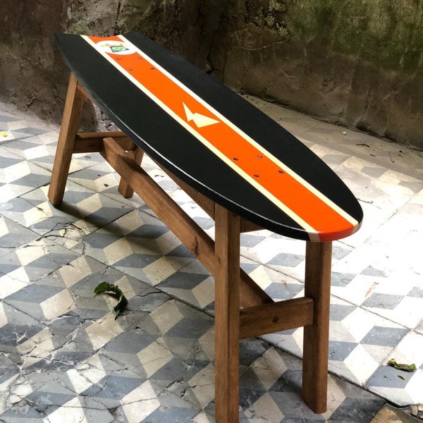 Skateboard Furniture, Longboard table,  Design Skateboard small table, Skate small Seat,  Longboard Seat,  Skate Bench, Skateboard Bench