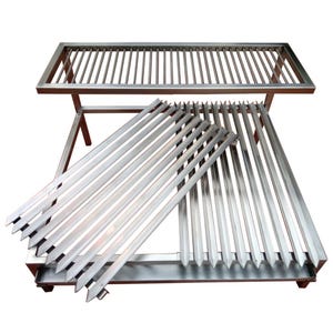 Parrilla de acero inoxidable de 2 niveles / Barras en forma de V / Con plancha de hierro opcional