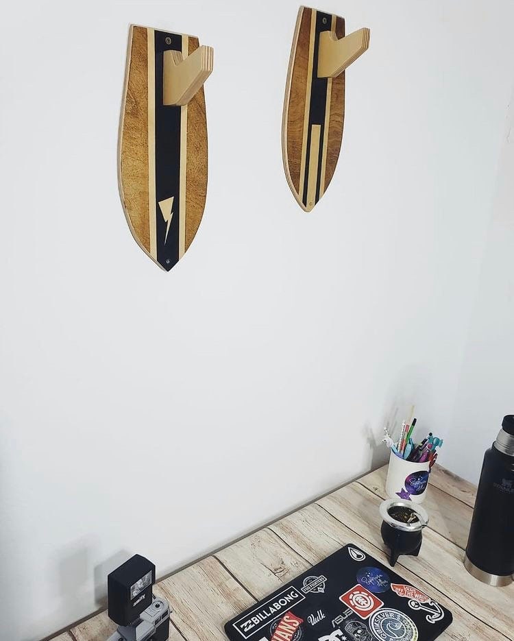 Perchero De Pared En Madera Wall Coat Rack Artesanal Surf Long