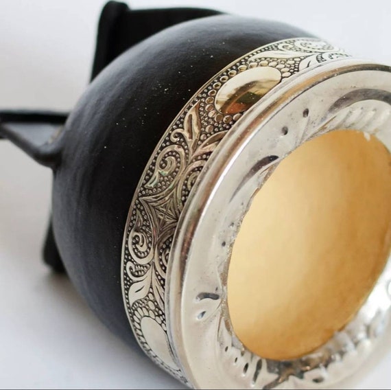 工芸品 CALABAZA IMPERIAL ALPACA CINCELADO BLK Matesur Limited Edition Premium Imperial Gourd AFA Selección