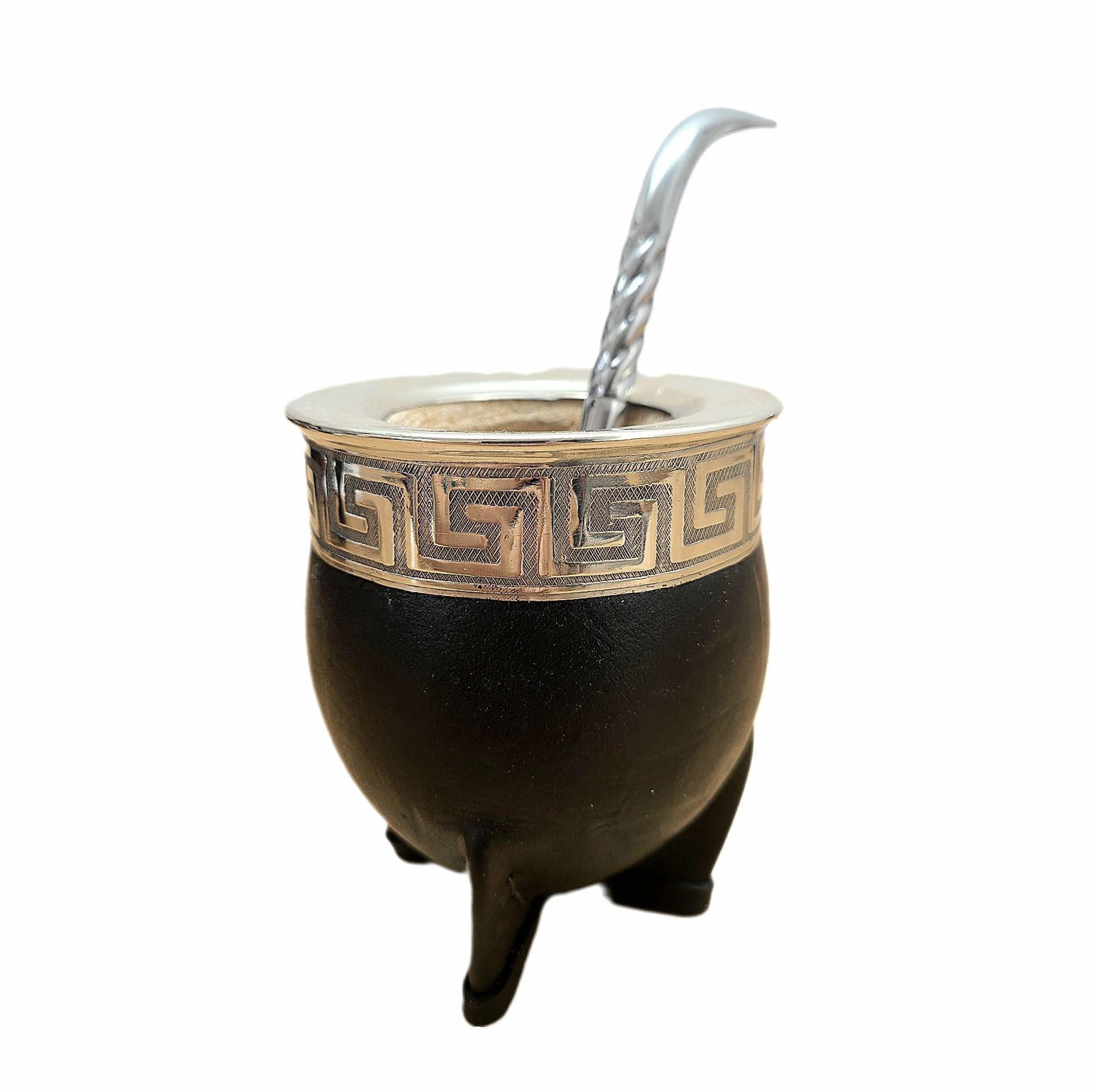 工芸品 CALABAZA IMPERIAL ALPACA CINCELADO BLK Matesur Limited Edition Premium Imperial Gourd AFA Selección