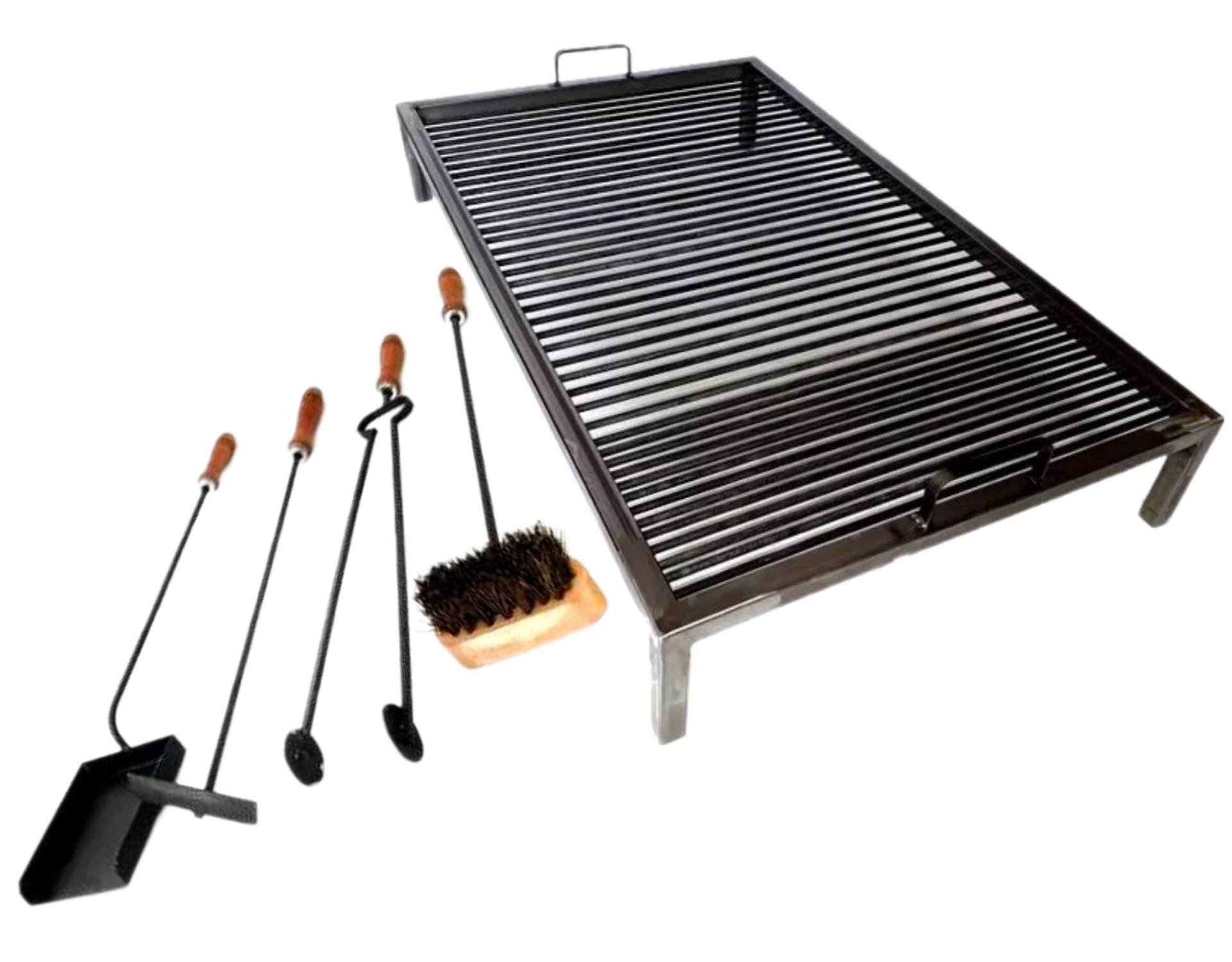 Grill + Grillwerkzeug Set aus Eisen | 10 mm Eisengitter | Hergestellt mit argentinischem Eisen | Asado Argentino | Eisengitter | Grillen