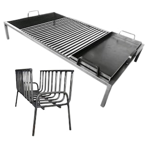 Iron Grill | Double or Single | 8mm Iron | With brazier and griddle | Made with Argentine iron | Argentine Barbecue | BBQ