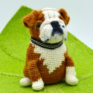 Wzór na szydełkowego buldoga angielskiego w formacie PDF, realistyczny wzór amigurumi buldoga, samouczek szydełkowania psa, wzór na szczeniaka w formacie PDF