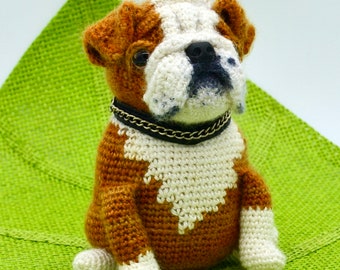Schema PDF per realizzare un bulldog inglese all'uncinetto, schema realistico per amigurumi di bulldog, tutorial per cani all'uncinetto, schema PDF per cuccioli