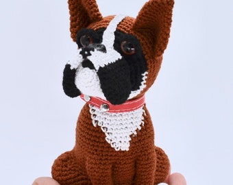 Haakpatroon voor een Boxer, Haakpatroon voor een hond, Amigurumi Boxer patroon, Gehaakte hond