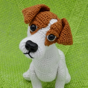 Haakpatroon voor een Jack Russell Terrier, realistisch puppypatroon, amigurumi hond (PDF), handleiding voor het haken van een hond, zelfgemaakt puppycadeau